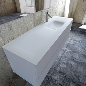 Zaro Valencia Solid Surface badmeubel 150cm mat wit 1 kraangat spoelbak rechts