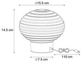 LED Tafellamp met dimmer messing met opaal glas oplaadbaar - Lexie Modern rond Binnenverlichting Lamp