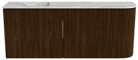 Mondiaz Joya DLux 100cm toiletmeubel ronding rechts walnut met wastafel faye links 1 kraangat glace