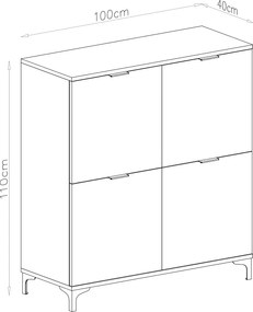 Kast LANA 02 Elegant walnoot - STAANDE 4-DEURS KAST