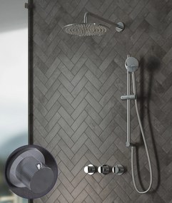 Saniclear Plus Stripes inbouw regendouche met 30cm hoofddouche, muurarm en glijstang chroom