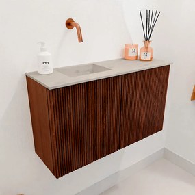 Mondiaz Joya DLux 70cm toiletmeubel ruby met wastafel faye links zonder kraangat opalo