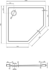Mexen Flow kwartronde douchebak slim links 100 x 90 cm, wit glans - 46P109010L