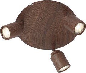 Japandi plafondlamp donker hout met verstelbare spots 3-lichts IP44 - Ducha