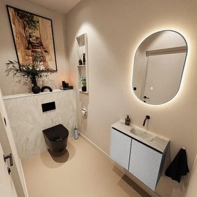 MONDIAZ TURE-DLUX 60cm toiletmeubel Plata. EDEN wastafel Ostra positie rechts. Zonder kraangat. TUREDX60PLAR0OST