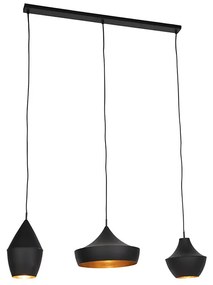 Eettafel / Eetkamer Scandinavische hanglamp zwart met goud 3-lichts - Depeche Modern E27 Scandinavisch bol / globe / rond ovaal Binnenverlichting Lamp