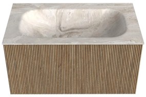 Mondiaz Kurve-dlux 80cm badmeubel dusk met 1 lade en wastafel big small midden zonder kraangat frappe