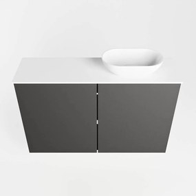 Mondiaz Fowy toiletmeubel 80cm dark grey met witte waskom rechts en kraangat