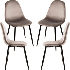 Set 4 Teok Black Fluwelen Stoelen