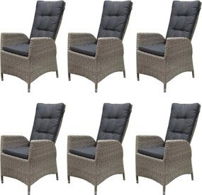 Menorca dining tuinstoel verstelbaar grijs wicker set van 6