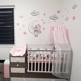 INSPIO Muursticker - Roze uil op een maan