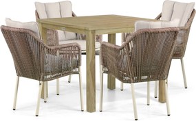 Tuinset 4 personen 90 cm Aluminium/Rope Taupe De Laan Projects