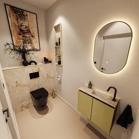 MONDIAZ TURE-DLUX 60cm toiletmeubel Oro. EDEN wastafel Frappe positie rechts. Met 1 kraangat. TUREDX60OROR1FRA