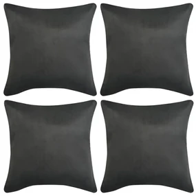 vidaXL Kussenhoezen 4 stuks antraciet 40 x 40 cm imitatiesuède polyester