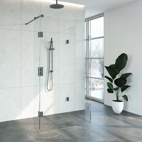 Brauer JC profielloze inloopdouche 90x110/30cm reversed gunmetal geborsteld