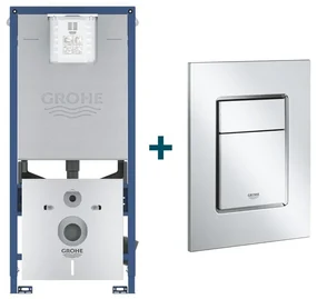 GROHE Rapid SLX inbouwreservoir met 3-in-1 set frame inclusief GROHE Skate cosmopolitan bedieningsplaat Chroom 0729160/sw107663/sw336183/