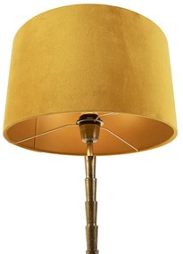 Art Deco tafellamp met velours kap geel 35 cm - Pisos Art Deco E27 cilinder / rond Binnenverlichting Lamp