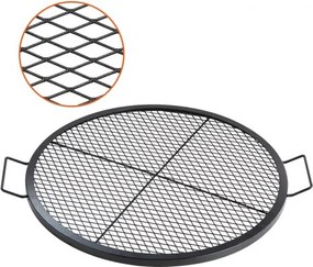 VEVOR X-Marks vuurkorf grillrooster, Φ 760 x 25 mm Kampvuur BBQ stalen grillrooster met handvat en X-Wire ondersteuning, draagbaar kampeerkookgerei voor buitenfeesten en bijeenkomsten, zwart