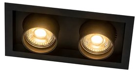 Moderne inbouwspot zwart verstelbaar 2-lichts - Roof