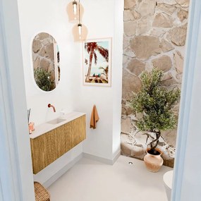 Mondiaz Joya DLux 100cm toiletmeubel oak met wastafel faye midden zonder kraangat meli
