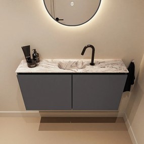 Mondiaz Ture DLux toiletmeubel 100cm dark grey met wastafel glace midden met kraangat