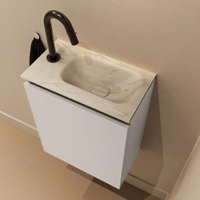 Mondiaz Ture DLux toiletmeubel 40cm linen met wastafel ostra rechts met kraangat