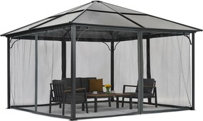 Modern tuinhuis Santiago 4x4 m met klamboe Garden Point antraciet