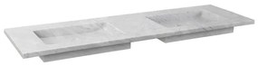 Forzalaqua Nova wastafel 160.5x51.5x9.5cm Rechthoek 0 kraangaten 2 wasbakken Natuursteen Carrara gepolijst 8010837