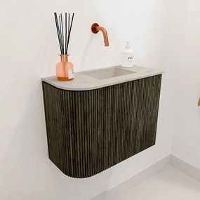 Mondiaz Joya DLux 50cm toiletmeubel ronding links shadow met wastafel faye rechts zonder kraangat opalo