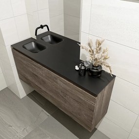 Mondiaz Olan 120cm toiletmeubel dark brown met wastafel urban links geen kraangat