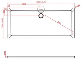 Badstuber Tris douchebak rechthoek SMC 170x76cm