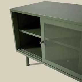 Groen Tv-meubel Metaal Met Schuifdeuren - 160x45x55cm.