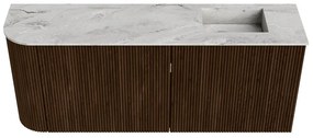 Mondiaz Joya DLux 100cm toiletmeubel ronding links walnut met wastafel faye rechts 1 kraangat glace