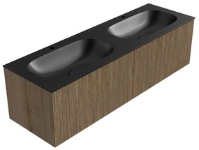 Mondiaz Kurve 150cm badmeubel dusk met 2 lades en wastafel big small dubbel 2 kraangaten urban