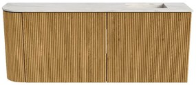 Mondiaz Joya DLux 100cm toiletmeubel ronding links oak met wastafel faye rechts 1 kraangat ostra