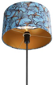 Vloerlamp zwart met velours kap vlinders 35 cm - Parte Klassiek / Antiek E27 cilinder / rond rond Binnenverlichting Lamp