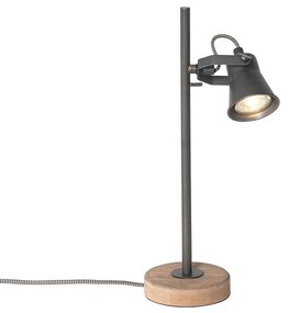 Landelijke tafellamp zwart met hout - Jelle Landelijk GU10 Binnenverlichting Lamp