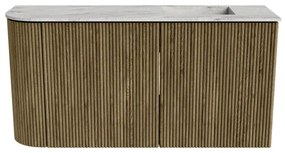Mondiaz Joya DLux 80cm toiletmeubel ronding links dusk met wastafel faye rechts 1 kraangat glace