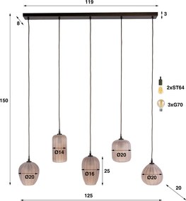 Hanglamp Met Bruin Frosted Glas Klein