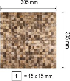 Zelfklevend Mozaïek Quadra Goud - 30.5 cm x 30.5 cm x 0.40 cm | 0.5 kg | Paneli zelfklevende steenstrips