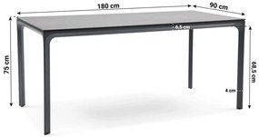 Tuinset 4 personen 180 cm Aluminium/textileen Grijs Hartman Alice/Cesar