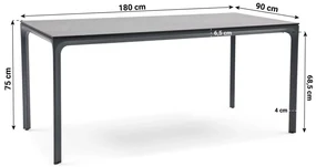 Tuinset 4 personen 180 cm Aluminium/textileen Grijs Lifestyle Garden Furniture Rome/Cesar