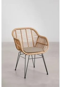 Set Van 4 Tuinstoelen Met Armleuningen In Synthetisch Riet Zole Zwart & Bruin - Mokka - Sklum