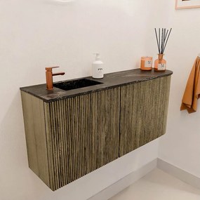 Mondiaz Joya DLux 90cm toiletmeubel ronding rechts dusk met wastafel faye links 1 kraangat lava