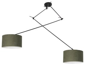 Hanglamp zwart met kap 35 cm groen verstelbaar 2-lichts - Blitz Modern E27 rond Binnenverlichting Lamp