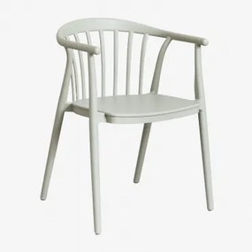 Stapelbare Set Van 6 Tuinstoelen Met Armleuningen Van Ivoorkleurig Polypropyleen Groene Lauerl - Sklum