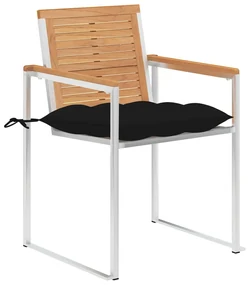 vidaXL Tuinstoelen 8 st met kussens massief teakhout