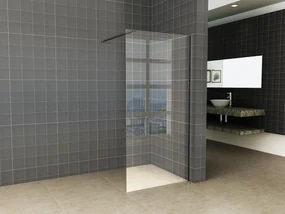 Mueller Slimline inloopdouche 80cm helder anti-kalk inclusief zwart profiel & stang