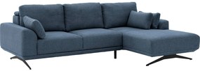 Goossens Excellent Bank Princess blauw, stof, 2,5-zits, elegant chic met chaise longue rechts