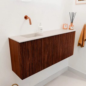Mondiaz Joya DLux 100cm toiletmeubel ronding rechts ruby met wastafel faye links zonder kraangat meli